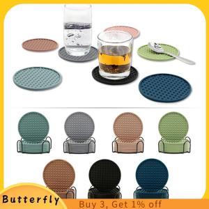 Butterfly Round Coaster Cup Mats Coffee Drinks Silicone Cup Holder Kitchen Accessories