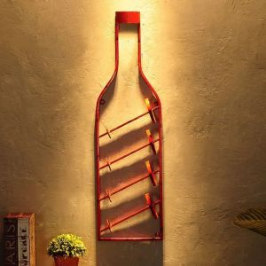 9QSS Iron Oversized Retro Wine Rack Display Decoration Wine Bottle Storage Organizer  Wall Mounted Wall Hanging Wine Holder Home Restaurant
