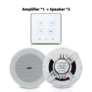Mini 4 inch Wall Amplifier Bluetooth-compatible Touch Key In-wall Plate Smart Home Theater Background Music Audio with 4.5 inch Stereo Ceiling Speaker