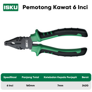 ISKU Linesman Pliers/Tang Kombinasi/Tang Lancip 6/8 inch 55# Steel+PVC Handle DL200X /Long Nose Plier 6 inci kunci set/Alat Perkakas