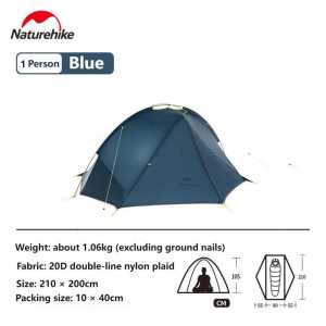 Tenda Naturehike Tagar 1 Taga 1P NH17T140-J Tenda Ultralight Camping Tenda Gunung 1 Orang UL Frame Alloy Ringan Hiking