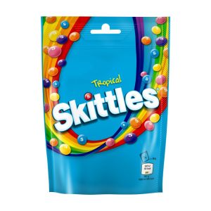 Skittles Tropical ลูกอมรสผลไม้ น้ำหนัก 136 กรัม BBF 22/06/26