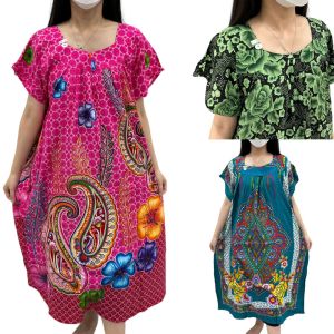 WOMEN BATIK DRESS PLUS SIZE 5XL/BAJU BATIK DRESS SIZE BEAR BRAND ALADDIN GOOD QUALITY READY STOCK