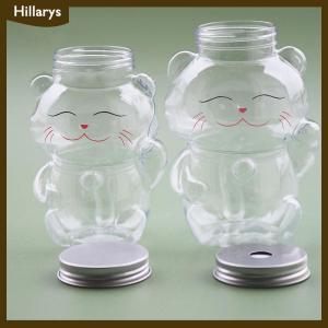 [Hillarys] Dễ thương may mắn mèo nước chai trong suốt nước trái cây uống chai sữa trà Chai cà phê nước trái cây miệng có thể uống cốc