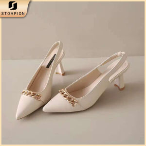 STOMPION Pointed Heels for Women Stiletto Korean Fashion High Elegant Sandals For Office Leather