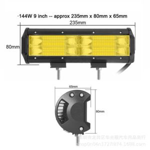22 Inch 648W Bar Light Triple Rows 22 Inch Yellow LED for Car Tractor Boat OffRoad Truck SUV ATV Driving Fog Lamp 24V