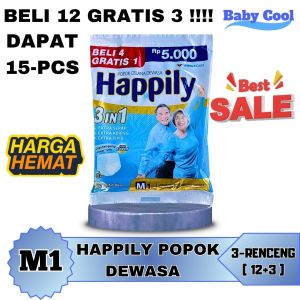 {MURAH BELI 12 BONUS 3} Paket 3-Renceng Happily Popok Celana Dewasa/ Pants Adult M1/L1/XL1/babycool