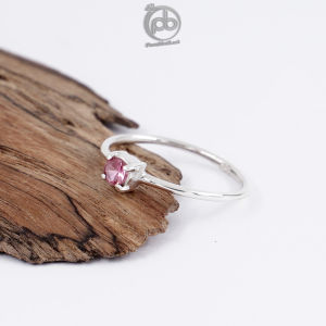 Cincin Imut Perak Wanita 925 Pink Tourmaline Minimalie