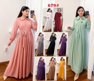 (VM) - Dress Fashion Muslim Terbaru / Gamis Polos Babydoll 679 Jessie Collection