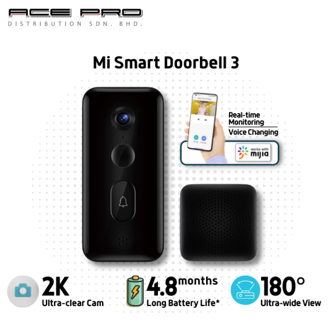 Video Doorbell Xiaomo Ai Face Recognition 1080p Malaysia Set
