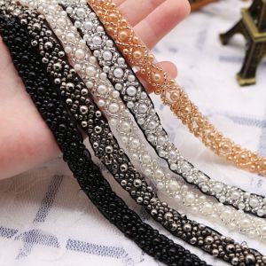 MIRACLE HOME STORE Headpiece Craft Bridal Applique Fabric Pearl Wedding Dress Decor Beaded Ribbon Lace Trim