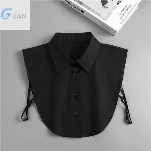 [COD] GUAN เสื้อสเวตเตอร์คอปกสีขาวสีดำมีปกแบบถอดได้สำหรับผู้หญิงเสื้อผ้าคอตตอนเครื่องประดับ