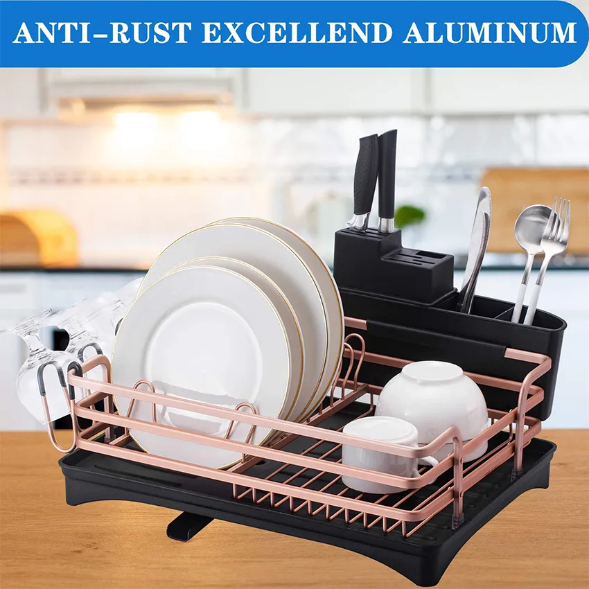 Novco Aluminum Dish Drying Rack x Compact Rustproof Dish