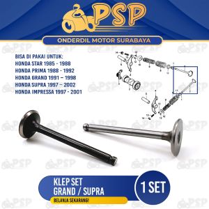 Klep Set Grand (Set Isi 2) - Payung Klep Kelep Valve Set In Ex Honda Astrea Legenda Prima Supra