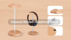BlueWow S27 Wood Headphone Stand Rack Headphone Holder Universal Detachable Aluminum Alloy Non Slip Saving Space Durable Bracket for Desktop Organization Display