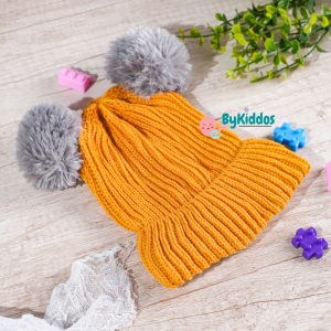 ByKiddos - Topi Rajut Anak Pompom / Topi Rajut Bayi Pompom / Topi Kupluk Pompom Anak / Topi Kupluk Pompom Bay