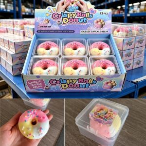 KEYOOL Chocolate Wax Cracking Squeeze Toy Donut Cat Paw Crunchy Sound Ball Gift Handmade Craft Snowball Crunch Squishy Toy​​ For Stress Anxiety Relief