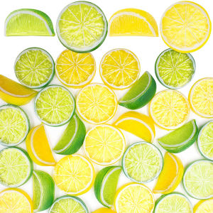 MODAQUICK แบบอย่าง เหมือนจริง ของเล่นทางปัญญาสำหรับเด็ก บล็อกมะนาวปลอม ตกแต่งงานปาร์ตี้ ผลไม้ปลอม ผลไม้จำลอง ชิปมะนาวปลอม ตกแต่งห้องครัว มะนาวฝานเทียม