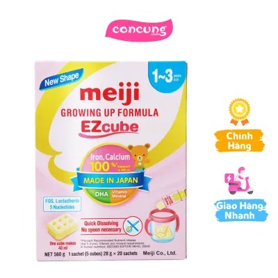 Sản phẩm dinh dưỡng công thức cho trẻ từ 1-3 tuổi: Meiji 1-3 years old Growing up Formula Ezcube 560g