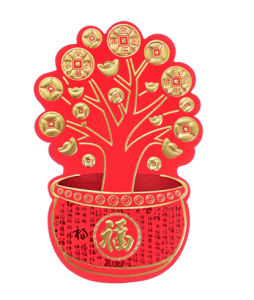 Combo 4 bao lì xì tết - bao lì xì 3D ép nhũ cao cấp hình cây tiền tài lộc mini - có sẵn tại HCM