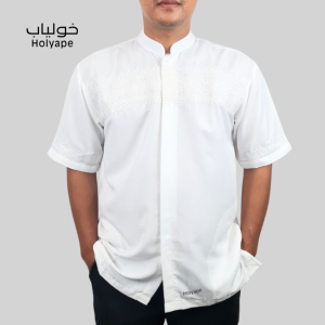 Holyape Baju Koko Muslim Medium Jumbo Lengan Pendek Polikatun Putih Tulang 05 Al-Abyad