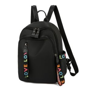 iFASHION 1558 Women Ladies Fashion Simple School Nylon Backpack Bag Wanita Beg Sekolah Murah Galas Tangan Bahu Hitam