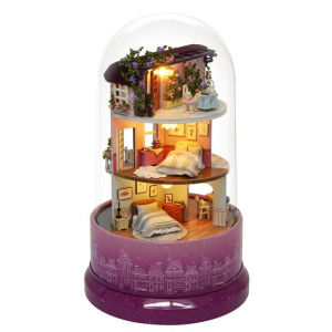 Quà tặng lắp ráp mô hình Nhà Búp Bê phát nhạc xoay tròn - Hộp Âm Nhạc Snowy Wonderland vật liệu của đồ nội thất được mô phỏng chuẩn