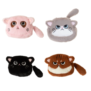 Cats Shaped PursePlush PouchCute Wallet with ZippersSmall Change Purse for Women Portable Cosmetic Bags