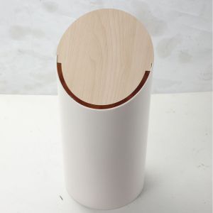 Cream wind household living room trash can hotel rebound flip cover storage bucket with pressure ring bathroom oblique trash can