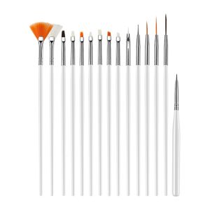 PINPAI 15PCS Nail Brushes Set Builder Gel Polish Painting Liner Nail Art Draw Print Brushes Set Manicure DIY Dotting Point Tool Kits