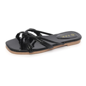 Elegant Womens PU Leather Mules with Square Toe and Low Heel