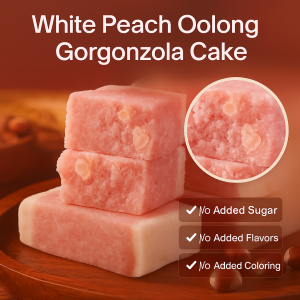 🍑 Heart Health Treat 🍑 Sugar Free Fruit Cake White Peach Oolong Gorgon Cake Traditional Pastry Detox Beauty Low Calorie Snack Soft Glutinous Dessert Healthy Breakfast