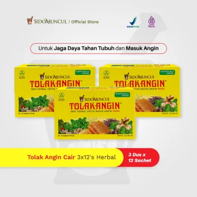 Tolak Angin Cair Herbal 3 Box Isi 36 Sachet - Masuk Angin Daya Tahan Tubuh