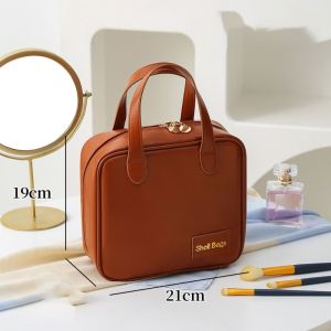LITTLEX Đa chức năng Túi đựng mỹ phẩm Sức chứa lớn Da PU Dụng cụ lưu trữ có tay cầm Quà Tặng Không thấm nước Túi đựng đồ Phụ nữ