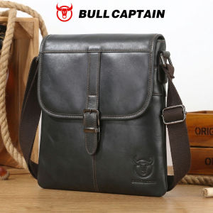 BULLCAPTAIN Mens Leather Shoulder Slung Casual Sports Outdoor Soft Head Layer Leather Trend Business Small Flat Bag Mens Bag2026