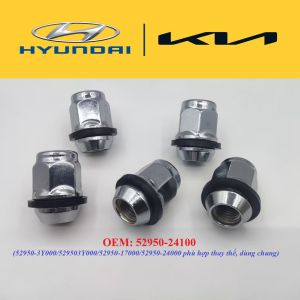 Ốc-Bulong mâm lốp xe Hyundai & Kia-M12*1.5 khẩu 21mm-Mẫu dài 35mm có roăng cao su (OEM: 52950-24100)