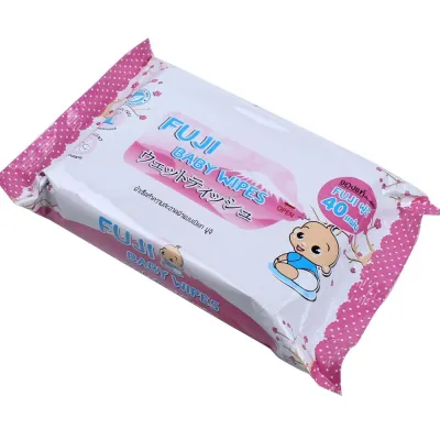 6 ห่อ ทิชชู่เปียก ผ้าเช็ดทำความสะอาดผิวแบบเปียก ฟูจิ Fuji Baby Wipes แพ็ค 6 ห่อ รุ่น Fuji-Baby-Wipes-04h-Serm-6Pcs