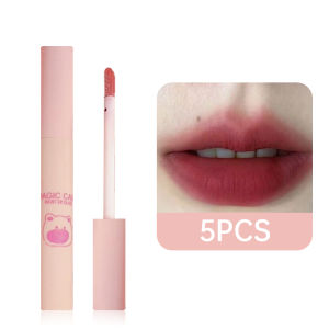 💄Orfila MAGIC CASA Matte Mischievous Bear Lip Glaze Set Beludru Non Stick Cup Lipstik Tidak Luntur Lima Buah