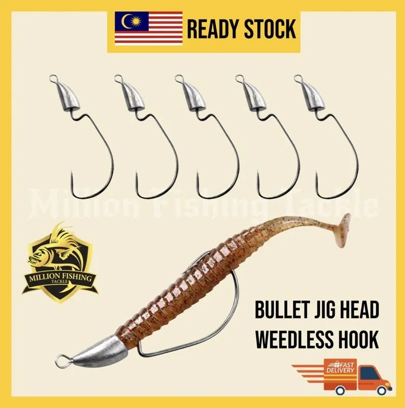 HK023】Bullet Jig Head Weedless Hook Matakail Softplastic casting