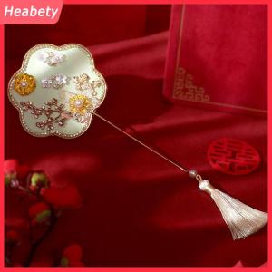 Heabety  Trung Quốc Retro Chúc May Mắn Fan Cưới Cầm Tay Hoa Fan Với Tua Cổ Tinh Tế Mặt Dây Chuyền Quà Tặng