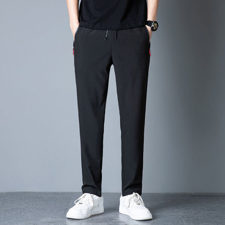 Black Sweatpants Men Fashion Sports Casual Pants Elastic Waist Straight Leg  Loose Pants 