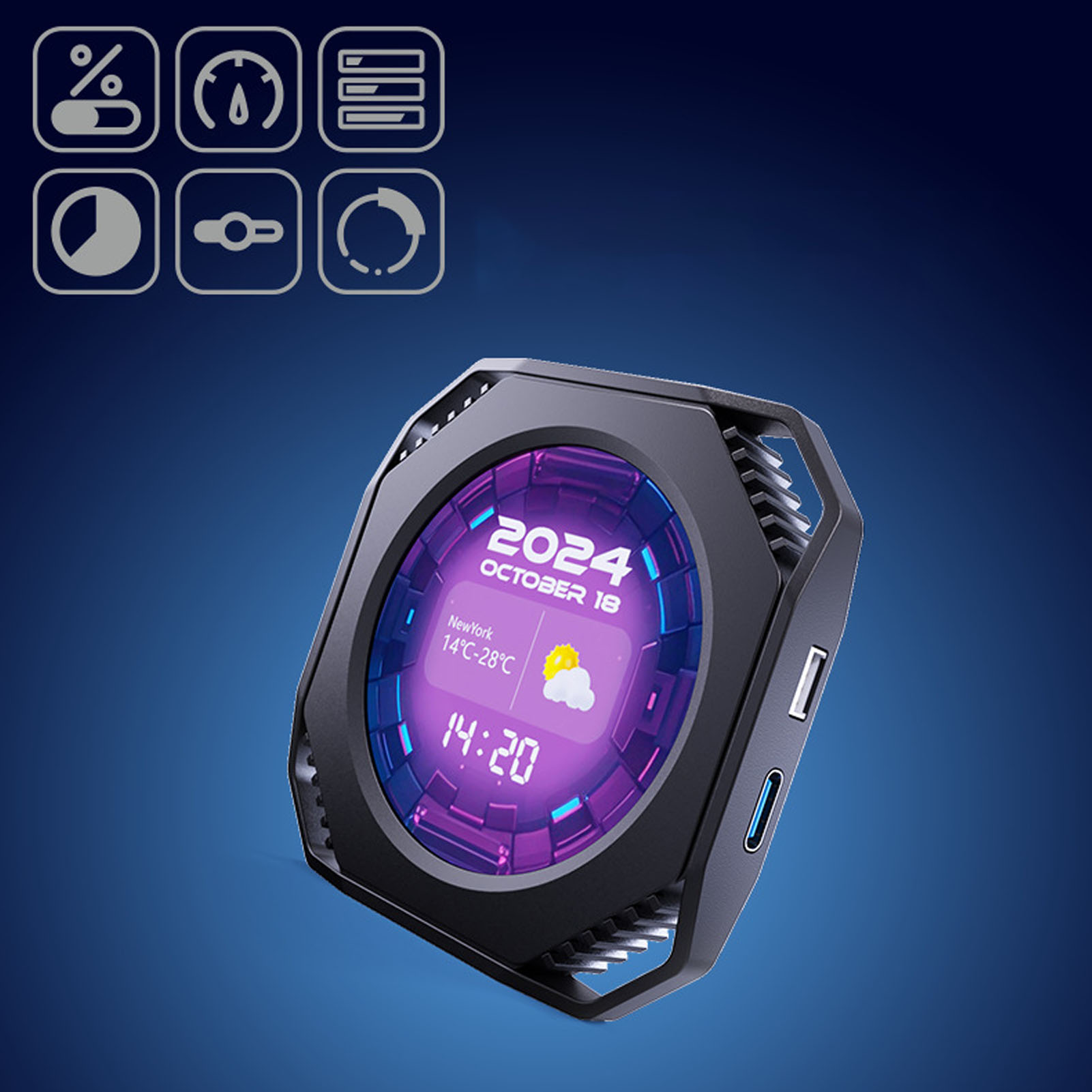 CPU Cooler Lcd Display RGB 2.1 Inch Computer Temperature Display for Gaming