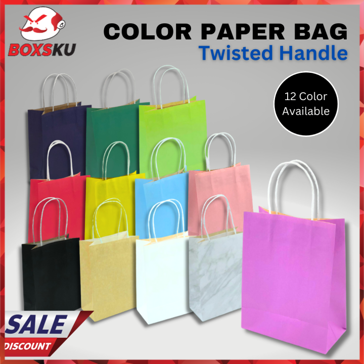 [Ready Made] CHEAPEST Solid Color Paper bag ,Doorgift Bag ,Colour Paper ...