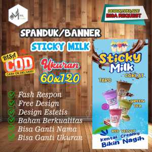 Spanduk Banner Size 60X120 Cm STICKY MILK Free Custom Design Dan Ukuran