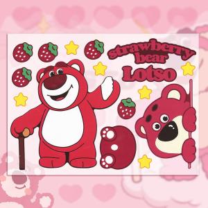 Phim hoạt hình dễ thương Gấu dâu Nhãn dán xe Anime phản chiếu Đề-can chống thấm nước kính chắn gió ô tô thanh cản trước thiết kế sticker phụ kiện xe máy