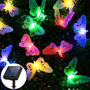 12LED Solar Powered Butterfly Fiber Optic Fairy String Outdoor Garden Lights Solar Christmas Lights Outdoor Waterproof Solar Light Promo Sale