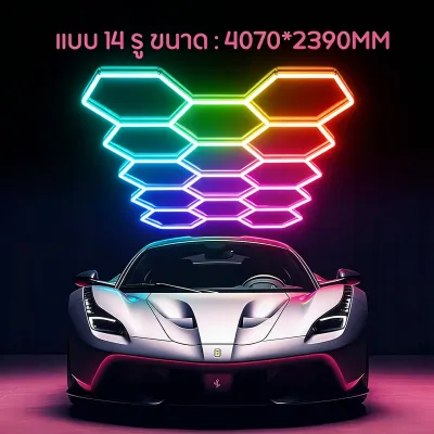 ไฟ LED ทรงรังผึ้งหกเหลี่ยม ปรับโหมดได้ 363 สี มาพร้อมรีโมทคอนโทรล เหมาะสำหรับโรงรถ/โรงยิม/ห้องเล่นเกม ให้แสงที่สวยงามและ
