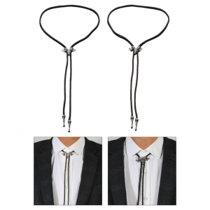 Bolo Tie for Men Western Cowboy Style Necktie with Alloy Bull Head Buckle Gentleman Halloween Costume Accessories