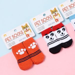 Pet Wonderland 4PCS Dog Socks Anti- slip Socks Cute Paw Protector Non-slip Teddy Dog