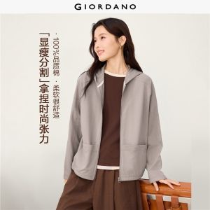 Giordano Beau Monde Women 100% cotton raglan sleeve hooded jacket Free Shipping 13376611